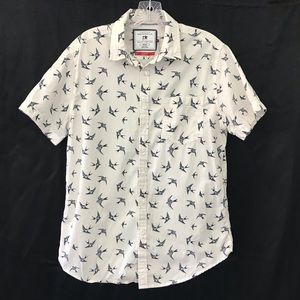 Cactus Bird Print Slim Fit Button Down Shirt M